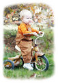 Picture Title - Watercolor Tricycle Boy