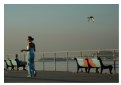 Picture Title - Old man on the bench, a girl and a bird