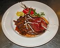 Picture Title - Rib-eye steak with port sauce and mushrooms